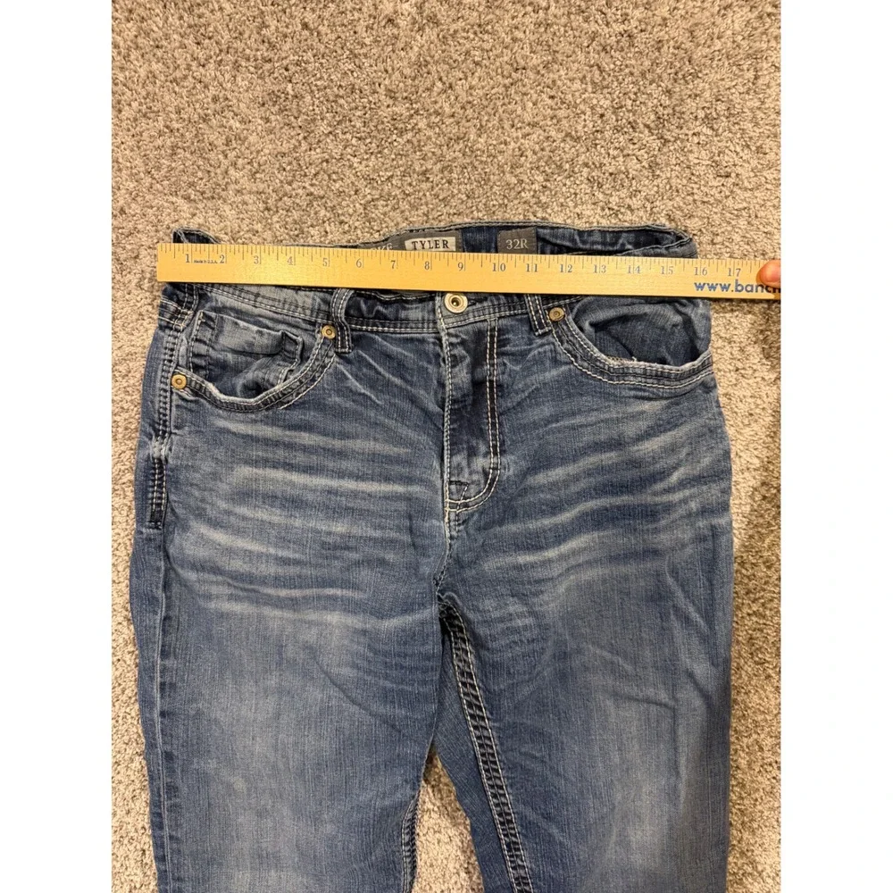 BKE Jeans Mens 32R Blue Tyler Straight Leg Stretch Distressed Denim Pants *